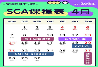 sca咖啡培训 课程表（2024年4月）